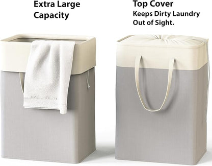 Simple Houseware 75L Collapsible Laundry Hamper, Rectangle Cotton Basket - Image 3
