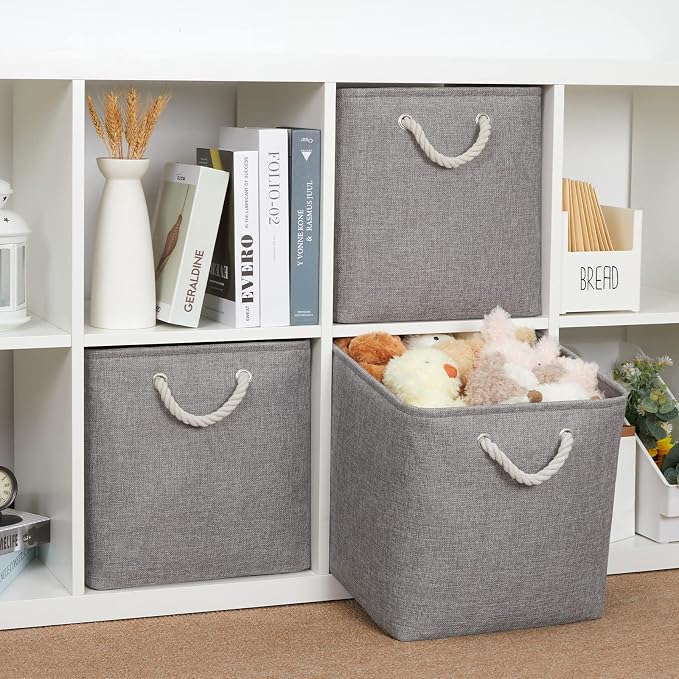 Bidtakay Grey Baskets Foldable Storage Cube Bins 13x13x13 Cube Storage - Image 4