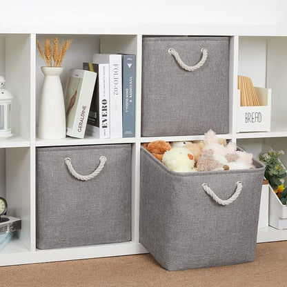Bidtakay Grey Baskets Foldable Storage Cube Bins 13x13x13 Cube Storage - Image 4