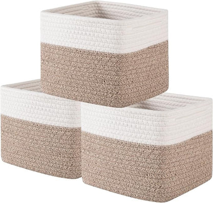 OIAHOMY 9”x9”x7” Storage Cubes, Cotton Rope Woven Baskets by MasterofSpaceOptimization