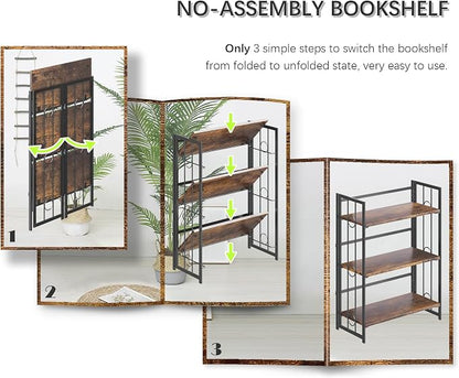 4NM No Assembly 3 Tiers Folding Bookshelf - Image 7