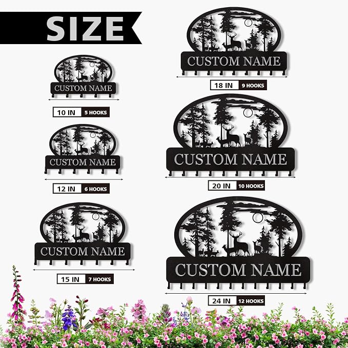 Personalized Key Holder for Wall, Custom Metal Deer Cabin Key Hooks - Image 7