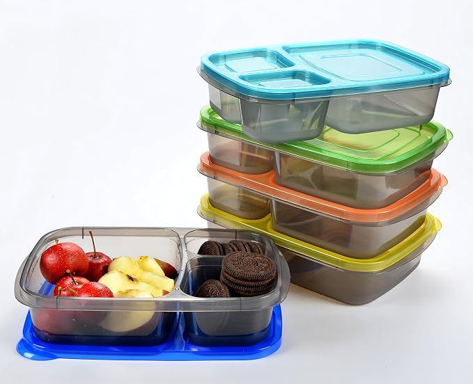 Youngever 7 Pack Bento Lunch Box, Meal Prep Containers, Reusable 3 Compartment - Image 5