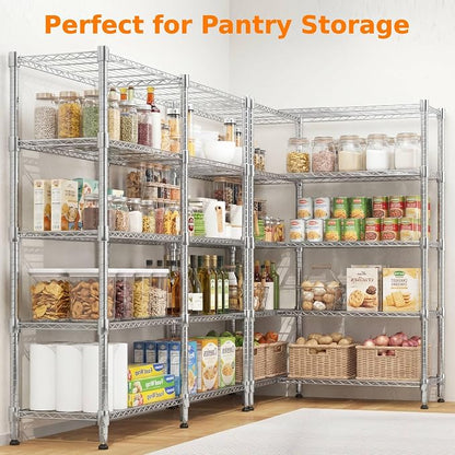 Homdox 5-Tier Adjustable Metal Storage Shelves, Space-Saving Corner Rack - Image 4