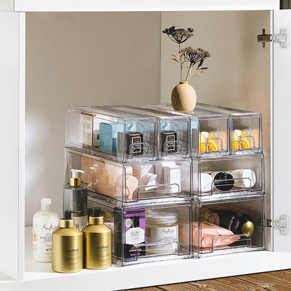 Sorbus Small Wide Clear Storage Drawers – Stackable Storage Drawers - Image 6