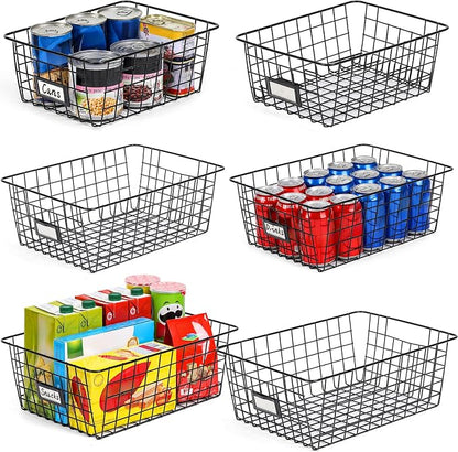 6 Pack Wire Baskets for Pantry Organization and Storage, Kitchen Organizer by VITEVER