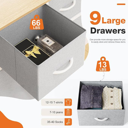 Sweetcrispy 9 Drawer Fabric Dresser Storage Tower Drawer Organizer, Easy-pull - Image 5