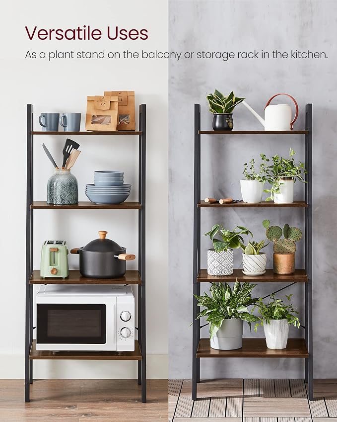 VASAGLE Ladder Shelf, 4-Tier Bookshelf, Storage Rack, Bookcase - Image 9