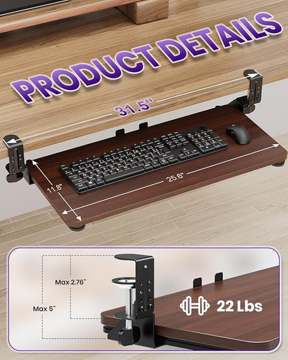 Ergonomic Keyboard Tray Under Desk, Pull Out - Image 2