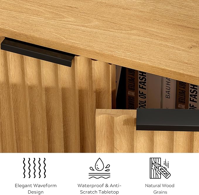 Fluted Corner Cabinet, Modern Small Corner Floor Cabinet - Image 5