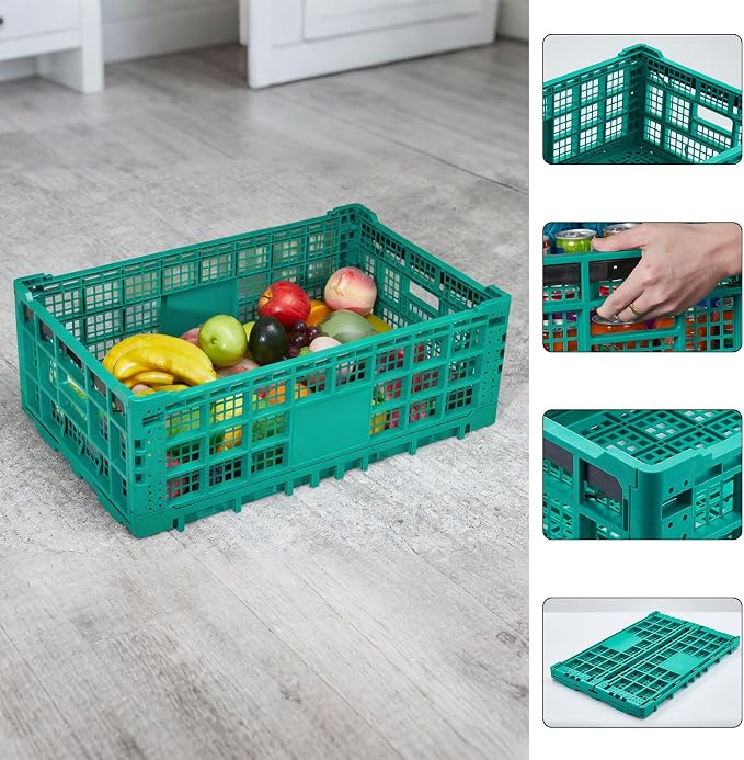 Collapsible Storage Crates, 52 Liter Heavy Duty Foldable Plastic Crates - Image 6
