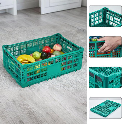 Collapsible Storage Crates, 52 Liter Heavy Duty Foldable Plastic Crates - Image 6