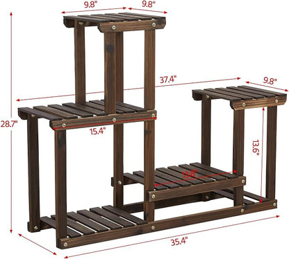 Tiered Wooden Plant Stand Corner Flower Pot Holder Multi Level Planter Display - Image 7