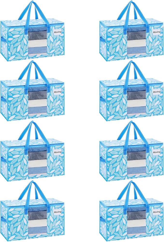 VENO 8 Pack Heavy Duty Moving Bags, Clothes and Comforter Storage Bags by Veno
