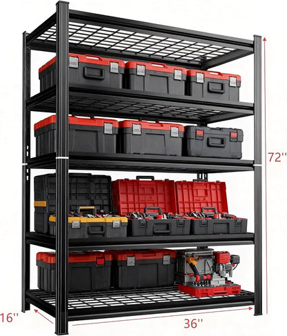 35''W Wire Shelving Unit, 3000 Lbs Heavy-Duty Garage Storage Shelves, 5-Tier - Image 3