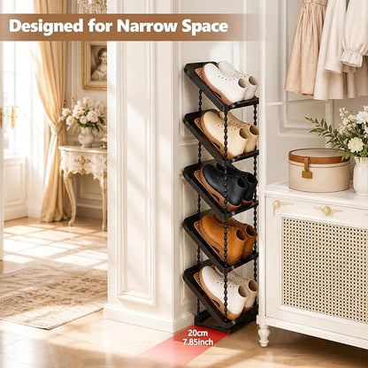Patinao Sloping Narrow Shoe Rack 5 Tiers - Image 3