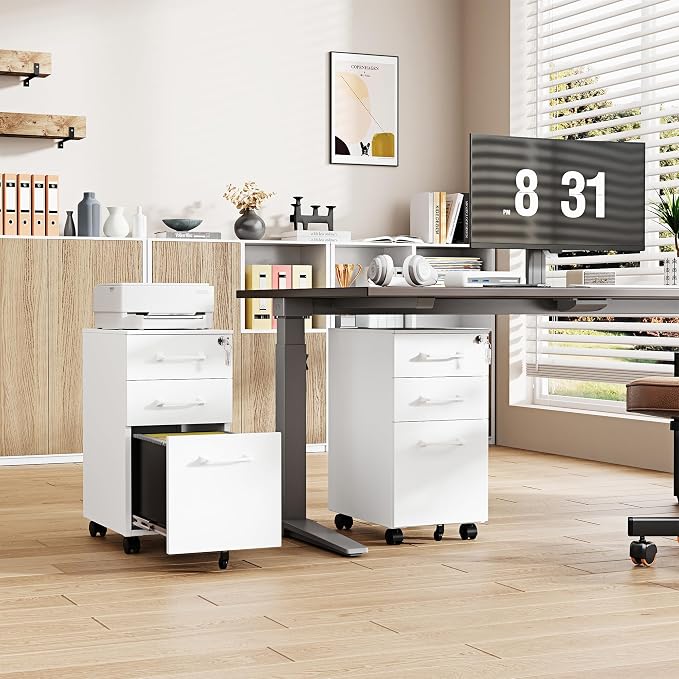 3 Drawer Slim File Cabinet, Mobile File Cabinet - Image 2