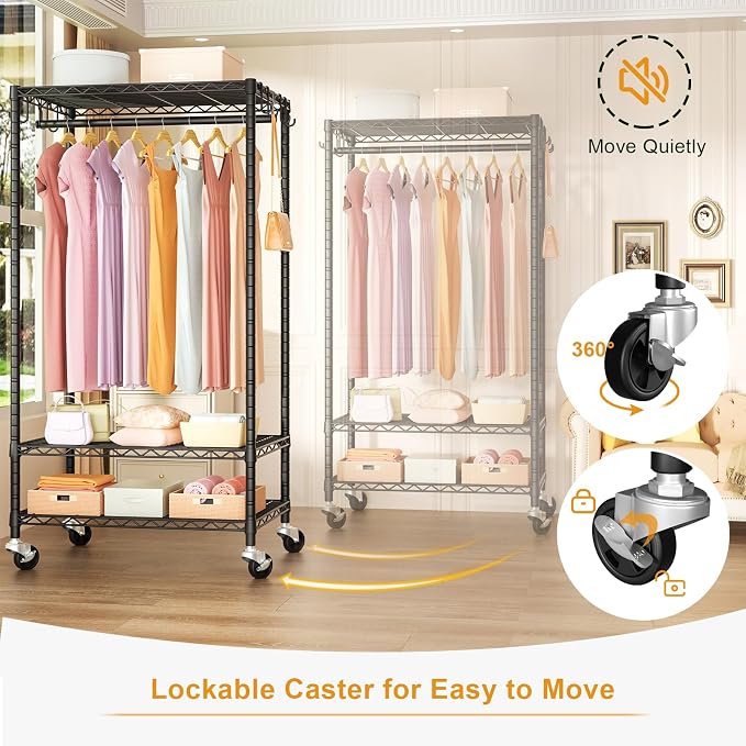 FUTASSI P6 Rolling Clothes Rack Heavy Duty, Clothing Racks - Image 5