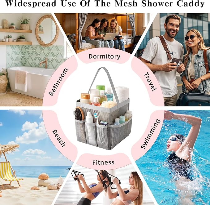 Mesh Shower Caddy, Portable Shower Caddy Bag - Image 7