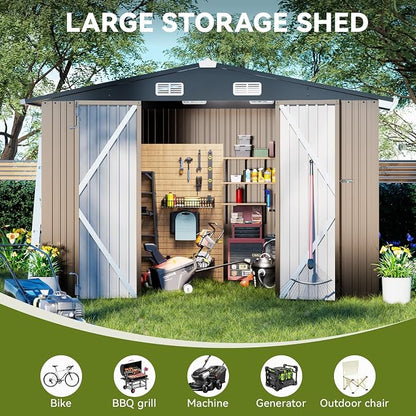 COMHOMA Shed Outdoor Storage Shed Metal, Lockable Doors Tool Sheds - Image 5