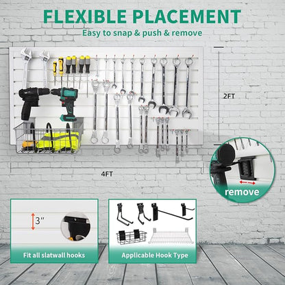 Slatwall Panel 4x2 ft Garage Mounted Storage, Peg Board Tool Organization PVC - Image 3