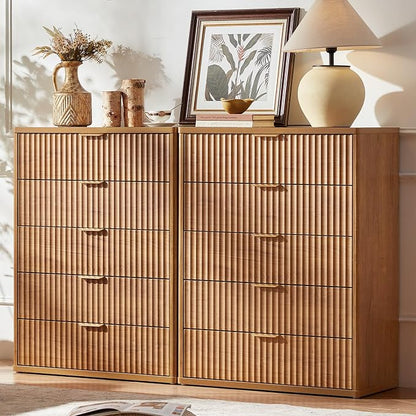 LEYAOYAO Fluted 5 Drawers Dresser by LEYAOYAO-Findtheshiningpointofyourideallife%EF%BC%81