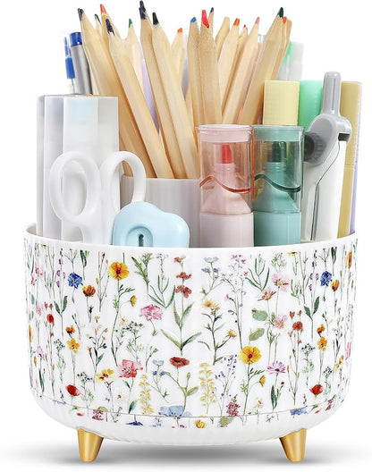 SKYDUE 360 Degree Rotating Desk Organizer, Dual-Purpose Pencil Pen Holder by SKYDUE