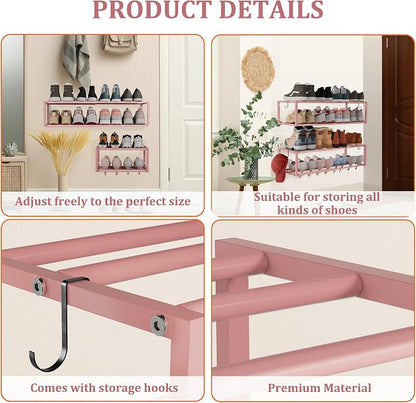 Expandable Wall Mounted Shoe Rack, Heavy Duty Metal Shoe Holder - Image 7