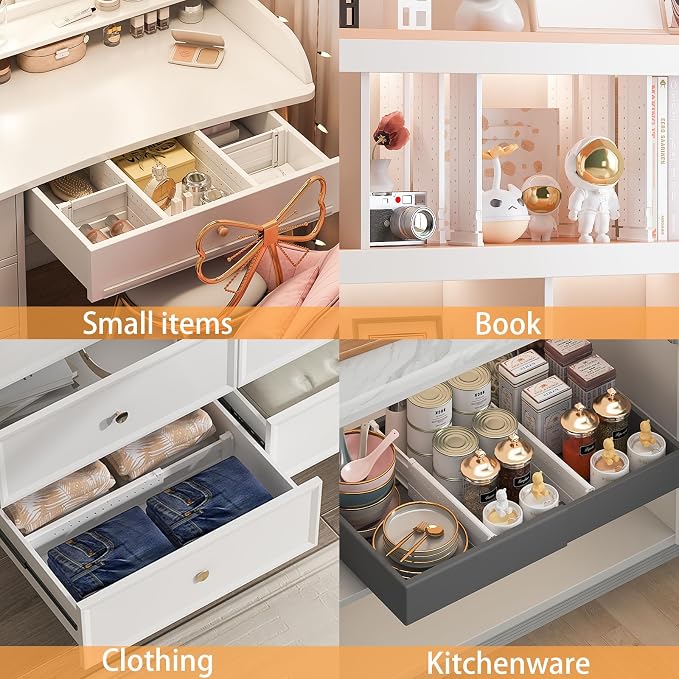 REBECAT 5 Pack Drawer Dividers for Clothes Adjustable Drawer Dividers 4" High - Image 5