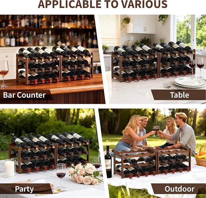 Wine Rack Bamboo Wine Racks Countertop, Sturdy Wine Rack - Image 5
