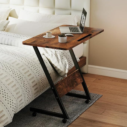 Overbed Bedside Table with Wheels, Small Desk Portable Rolling, Overbed Table by Funecy