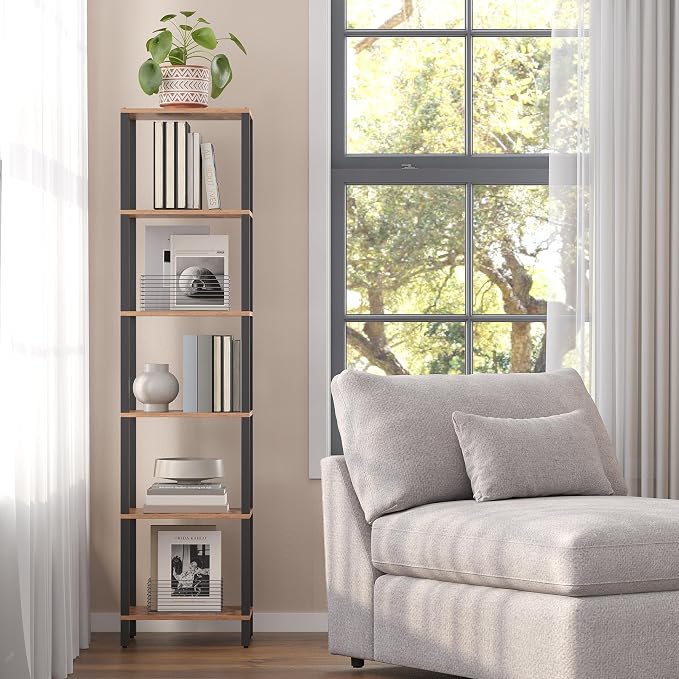 TUTOTAK Bookshelf, 6-Tier Tall Narrow Book Shelf - Image 6