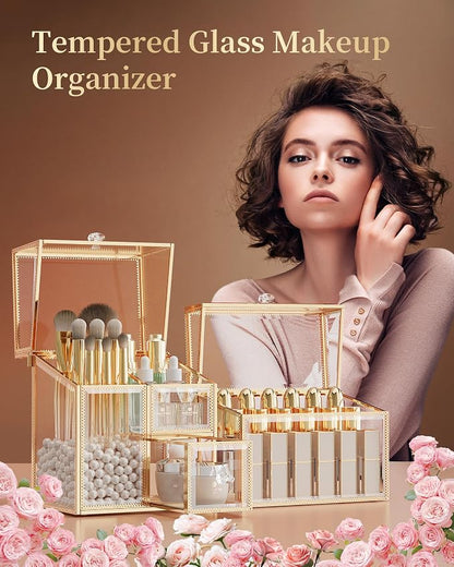 Tempered Glass Makeup Organizer – Clear Vanity Organizer - Image 7