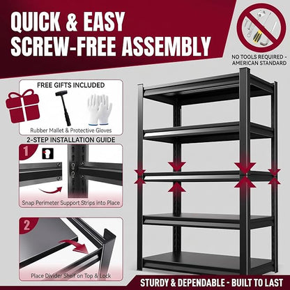 Garage Shelving, 1800 LBS Heavy Duty Metal Storage Shelves, 3-Tier Adjustable - Image 7