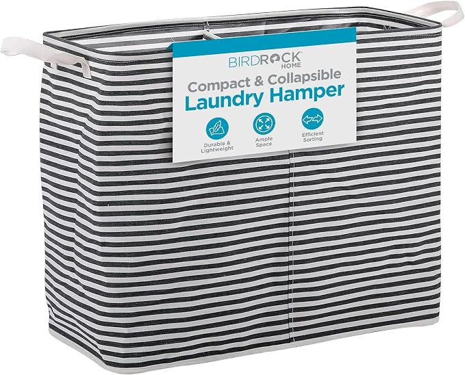 BIRDROCK HOME Collapsible Double Laundry Hamper Basket by BIRDROCKHOME