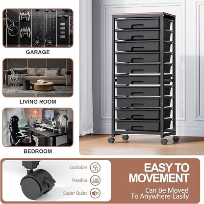Rolling Cart with Drawers, 10 Drawer Rolling Cart, Storage Cart, Utility Cart - Image 5
