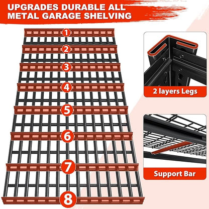 REIBII 78" H Garage Shelving, 5 Tier Storage Shelves Heavy Duty, 3000LBS - Image 4