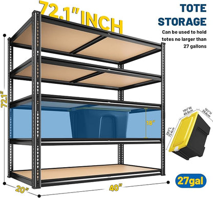 ROOMFAVE 40" W Storage Shelves 5 Tier Garage Shelving Heavy Duty, 2350LBS - Image 3