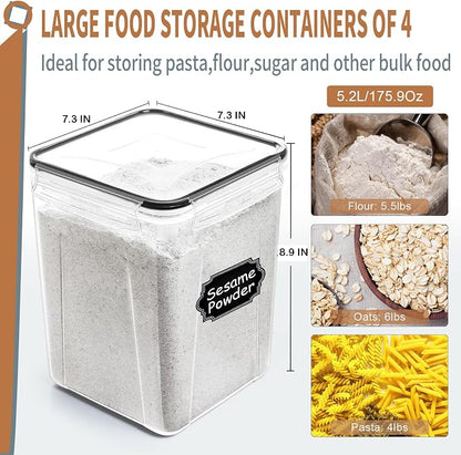 PRAKI Large Airtight Food Storage Containers 5.2L / 195oz, Baking Supplies - Image 2