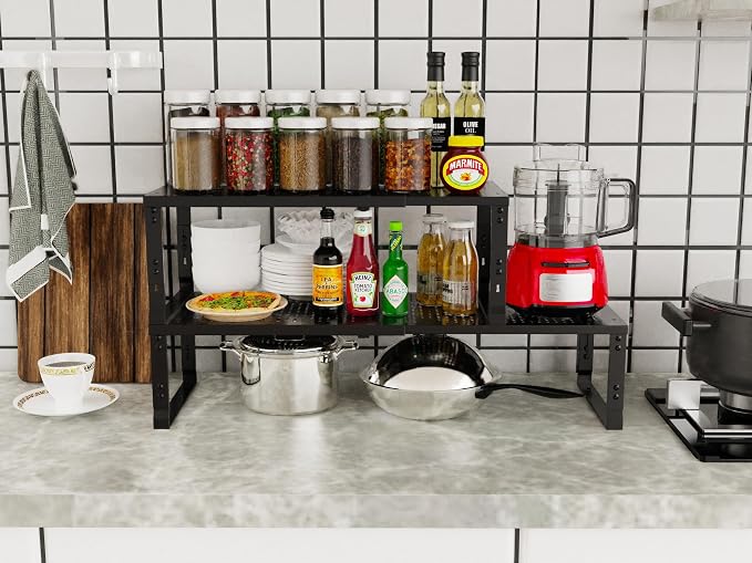 Adjustable Expanable Stackable Spice Rack Shelf Pantry Storage Organizer - Image 2