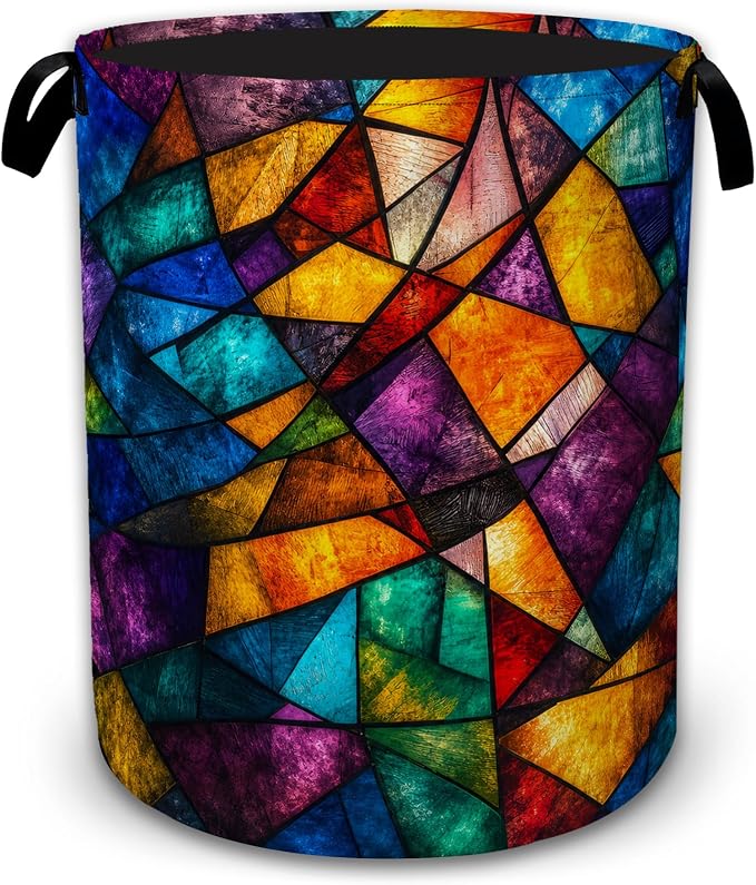 Stained Glass Mosaic Collapsible Laundry Hamper by JOPOWIDE