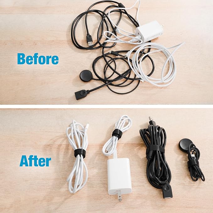 100 PCS 8-Inch Cable Ties, Reusable Cable Management, Under Desk Cord Organizer - Image 5