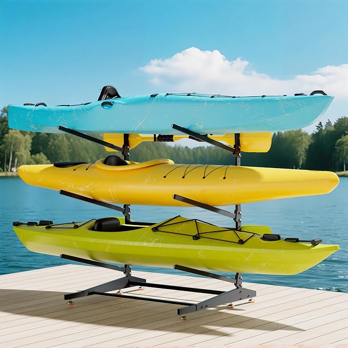 Kayak Storage Rack, Adjustable Outdoor Canoe Rack, Reinforced, and and Enhanced - Image 2