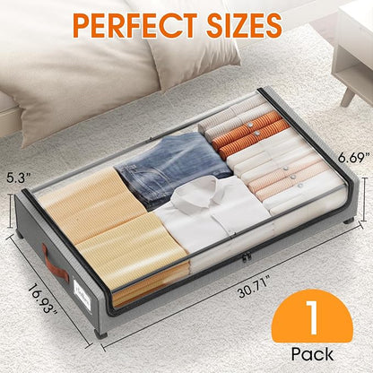 Under Bed Storage with Wheels 1Pack Underbed Storage with Clear Window&Label - Image 2