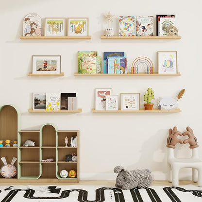 Picture Ledge Shelf, Floating Shelves Set of 2, 32 Inches Solid Wood Nursery - Image 7