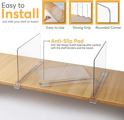 10 Pack Acrylic Shelf Dividers for Closet Organization 11x7.9 Inch – Clear - Image 3
