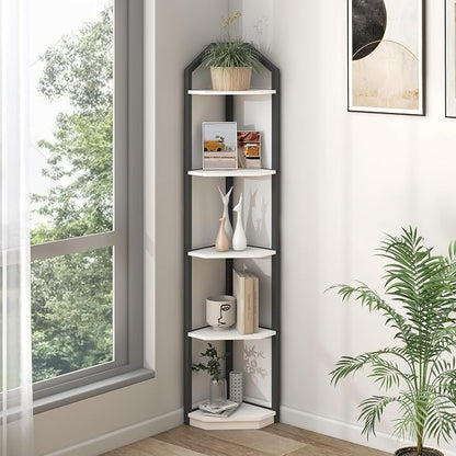 Fun Memories 5 Tier Corner Shelf, 70” Corner Shelf Stand, Corner Bookshelf by FunMemories