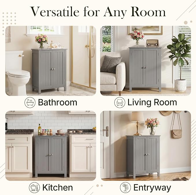 SUPER DEAL Modern Bathroom Floor Storage Cabinet - Image 9