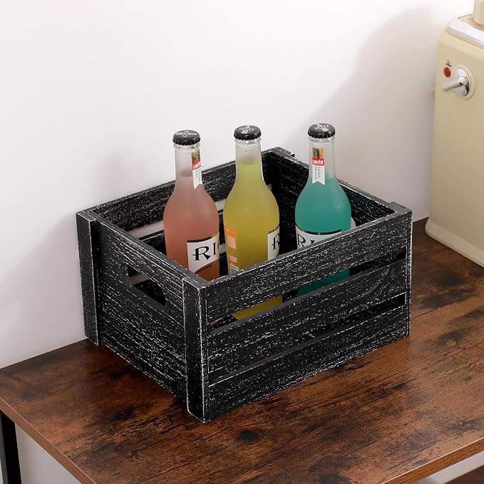 Wooden Storage Crates 3 Pack Nesting Rustic Wood Boxes - Image 6