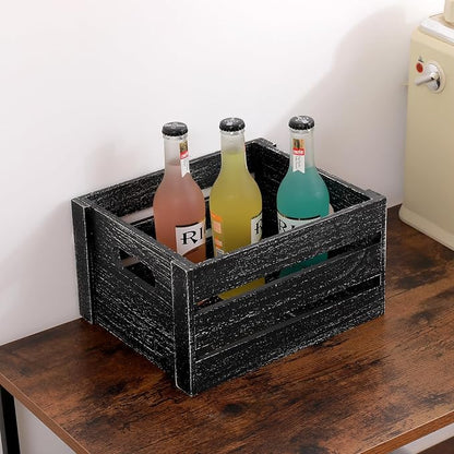 Wooden Storage Crates 3 Pack Nesting Rustic Wood Boxes - Image 6